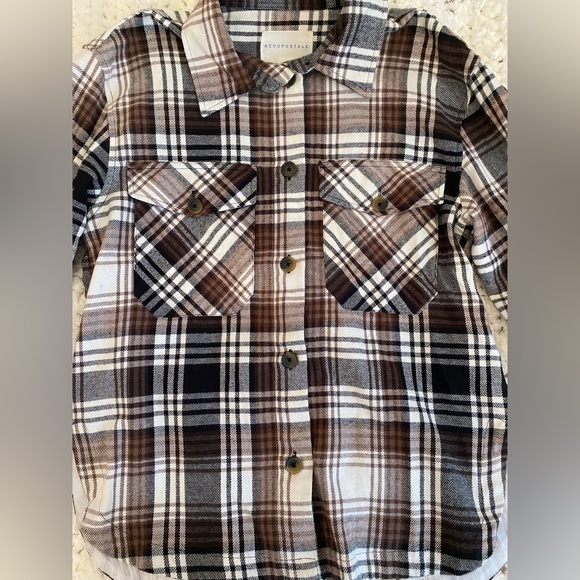 Aeropostale brown button up plaid flannel - NWT - Picture 3 of 8